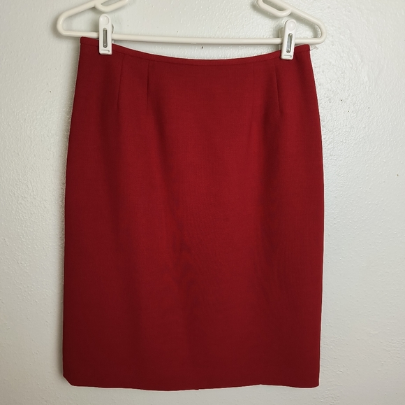 Kasper Petite Red Fire Crepe Pencil Skirt Women's 6P - Picture 5 of 9
